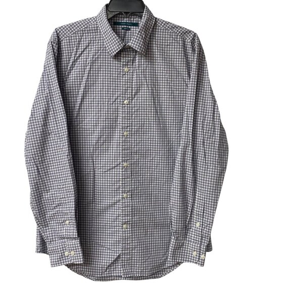 Perry‎ Ellis Mens Non-Iron Long Sleeve Checkered Dress Shirt Size L - Picture 1 of 8
